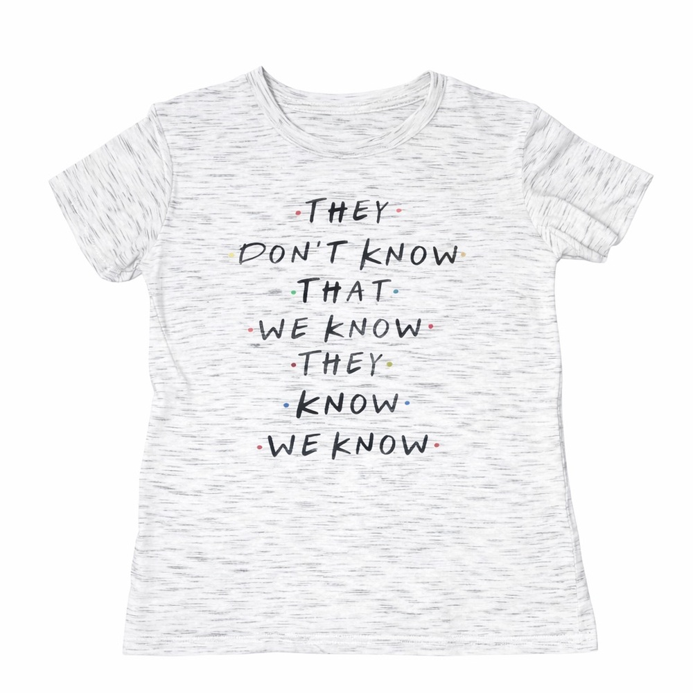 Friends TV Show Quote Graphic Tee Medium Gray Short Sleeve Cotton Blend